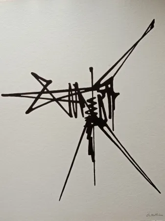 Litografia Mathieu - Georges Mathieu (1921-2012) - Abstract conposition - Beautiful hand signed lithograph on thick japan paper, hand signed 