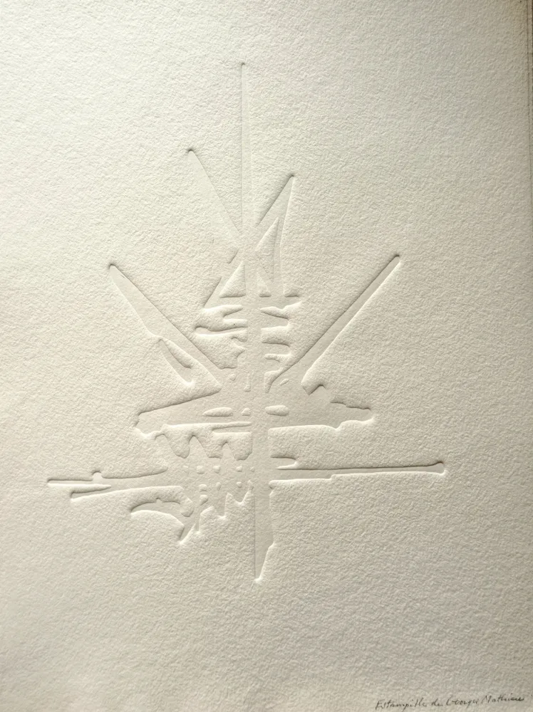 Sem Técnica Mathieu - Georges Mathieu (1921-2012) - Composition abstraite2, Estampille signee a la main 