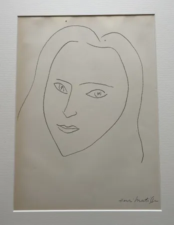 Litografia Matisse (After) - Facing Woman’s  portrait with long hair 
