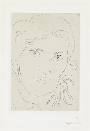 Gravura Matisse - Jeune fille de face, flot de ruban sur l'épaule gauche