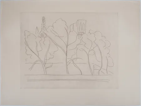 Gravura Matisse - Notre Dame à travers les arbres