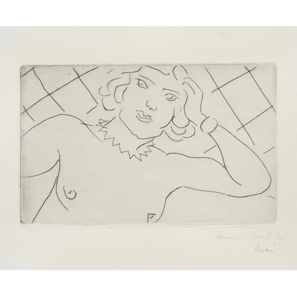 Gravura Matisse - Torse, fond à losanges 