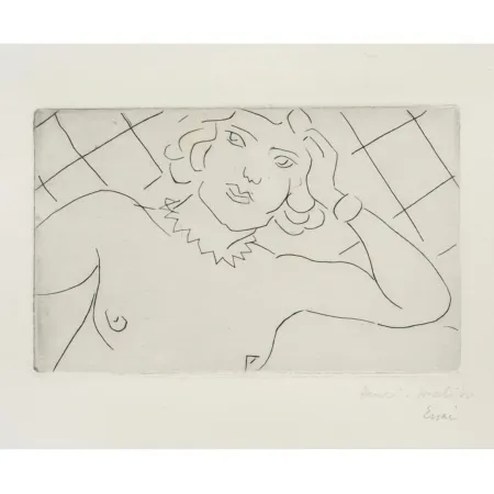 Gravura Matisse - Torse, fond à losanges 