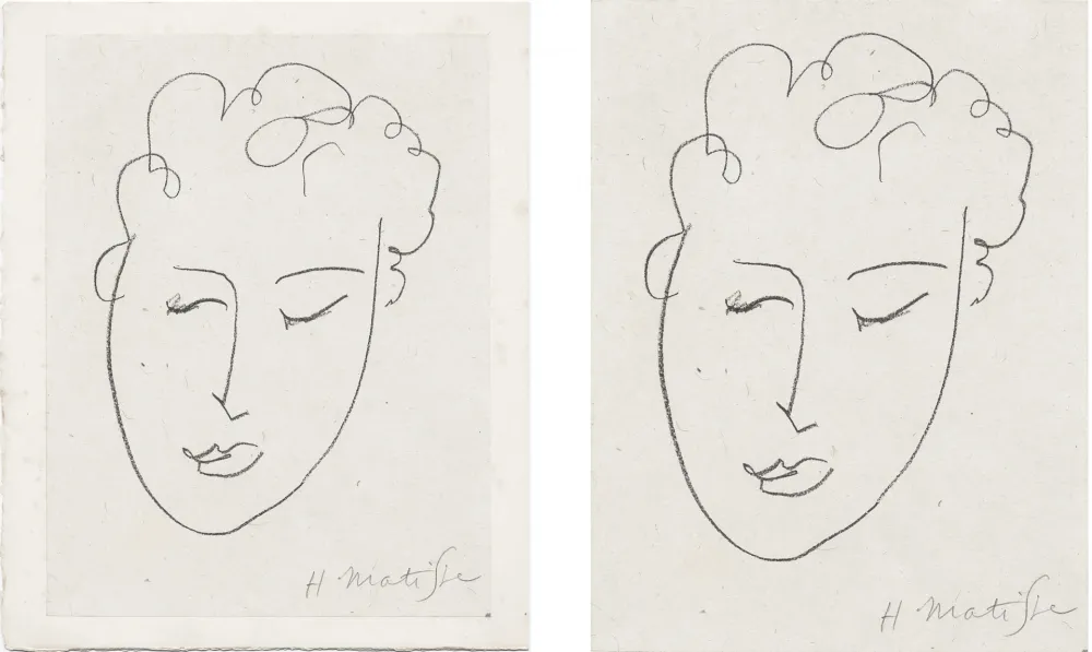 Litografia Matisse - VISAGE DE FEMME. Pour Jules Romains : Pierres Levées, poèmes. Paris 1948