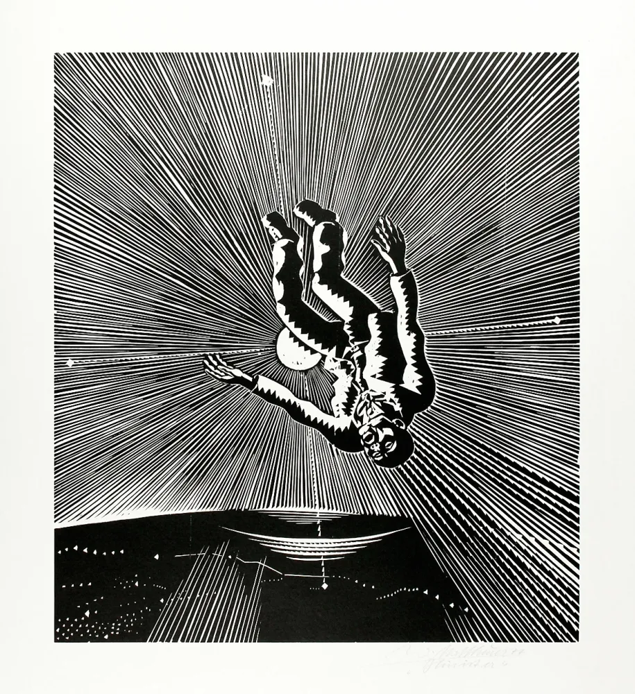 Xilogravura Mattheuer - Hin ist er (He’s gone)