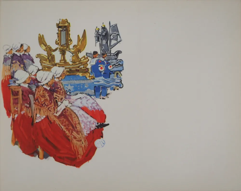 Heliogravura Méheut - Bretagne, Hommage aux Marins