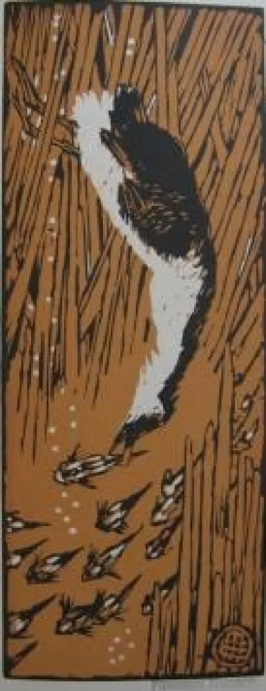 Xilogravura Méheut - Gode chassant