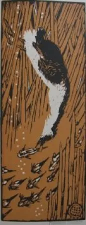 Xilogravura Méheut - Gode chassant