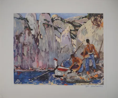 Heliogravura Méheut - La Pêche dans les Calanques