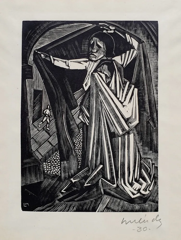 Xilogravura Mendez - Orantes y lamentacíón (Praying and lamenting)