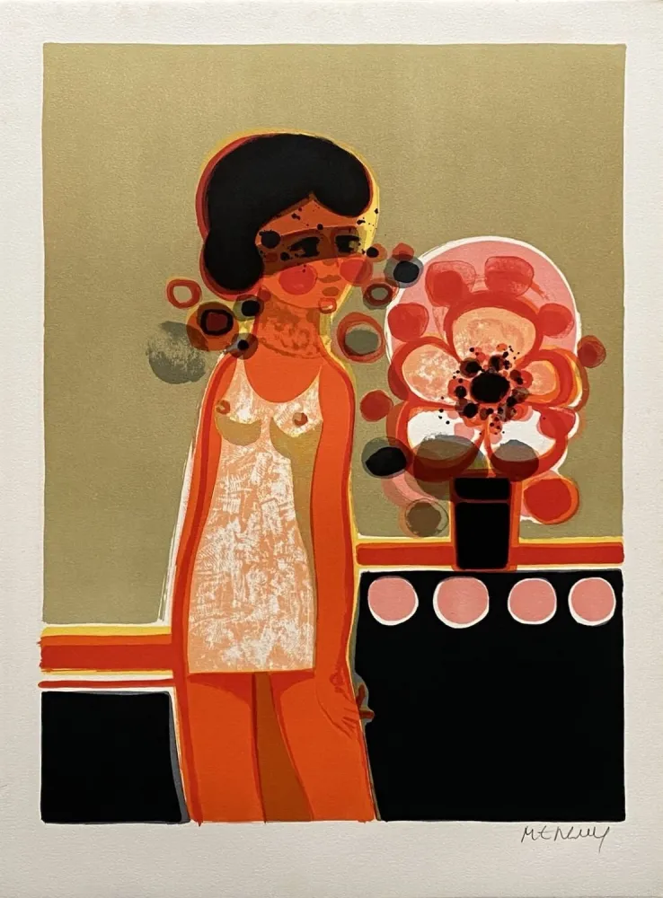 Litografia Menguy - Pensive