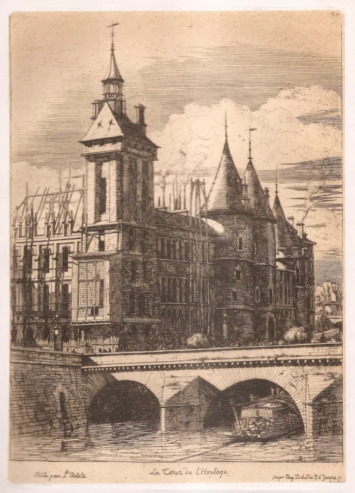 Gravura Meryon - La tour de l'horloge / The Clock Tower