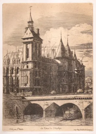 Gravura Meryon - La tour de l'horloge / The Clock Tower