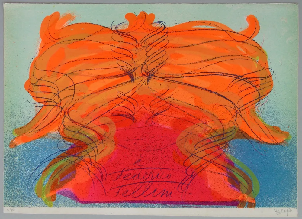 Litografia Messagier - Hommage a Fellini