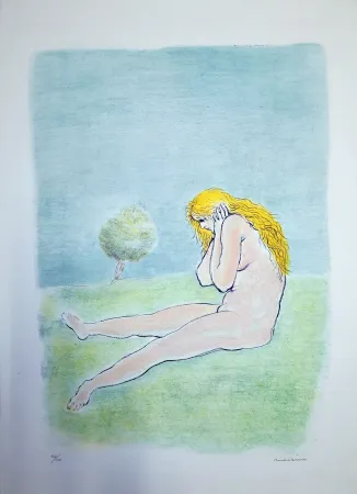 Litografia Messina - Donna seduta