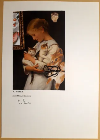 Sem Técnica Metras - Jeune fille avec des chats