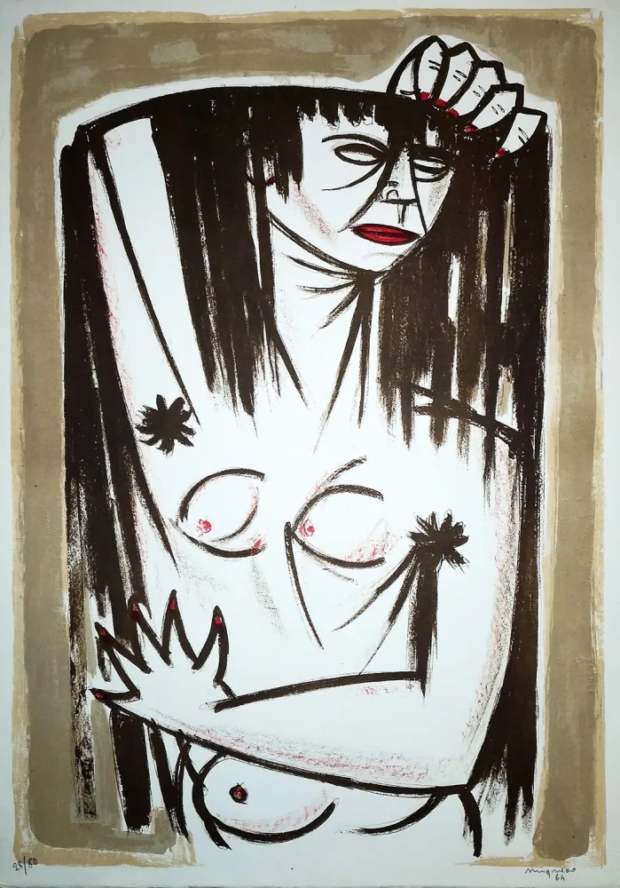 Litografia Migneco - Donna