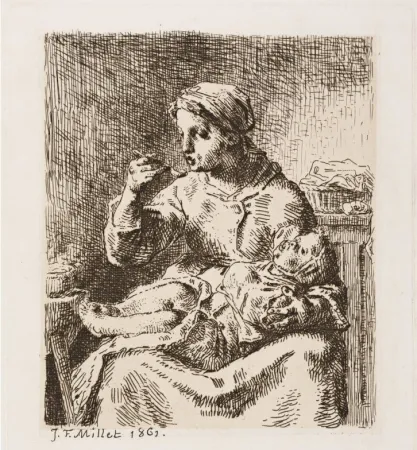 Gravura Millet - La bouillie