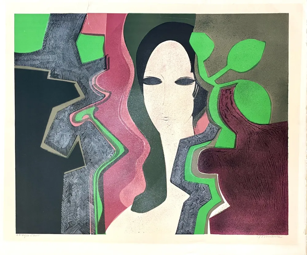 Litografia Minaux - Sandra au feuillage