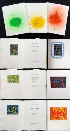 Livro Ilustrado Miró - ANTI-PLATON - LA LUMIÈRE DE LA LAME - SACCADES. 3 volumes. 24 EAUX-FORTES (1962).
