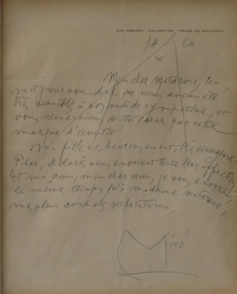 Sem Técnica Miró - Autographed letter