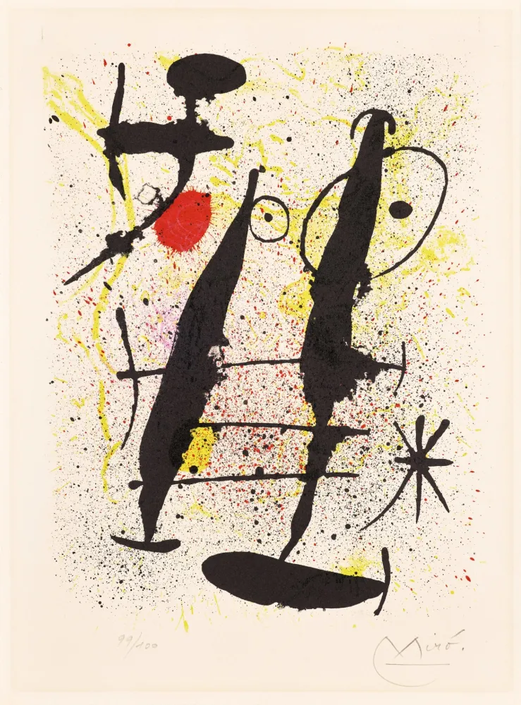 Litografia Miró - Dans la rivière basse (In the Low River)
