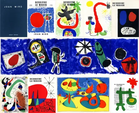 Livro Ilustrado Miró - DERRIÈRE LE MIROIR n° 14-15 (Nov-Décembre 1948) + n° 29-30 (Mai 1950) + n° 57-58-59 (Juin 1953) + n° 87-88-89 MIRO ARTIGAS (Juin-Juillet-Août 1956). 25 LITHOGRAPHIES ORIGINALES. ALBUM MAEGHT ORIGINAL.
