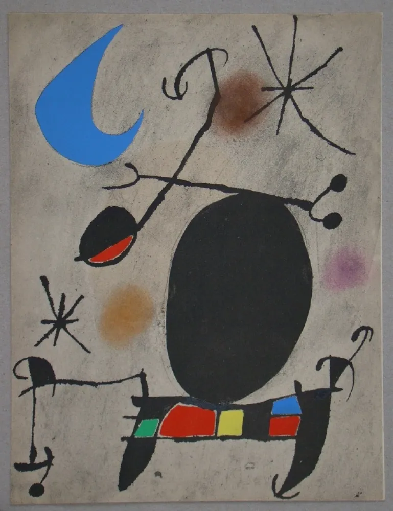 Estêncil Miró - Femme dans la nuit