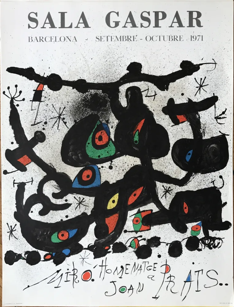Litografia Miró - Ffiche pour l’ exposition “Homenatge a Joan Prats”. Sala Gaspar, Barcelona.