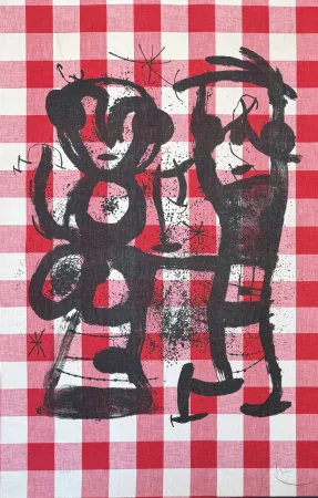 Litografia Miró - Joan Miró (1893-1983) - Les campagnards - Colour lithograph on canvas on paper - 1969