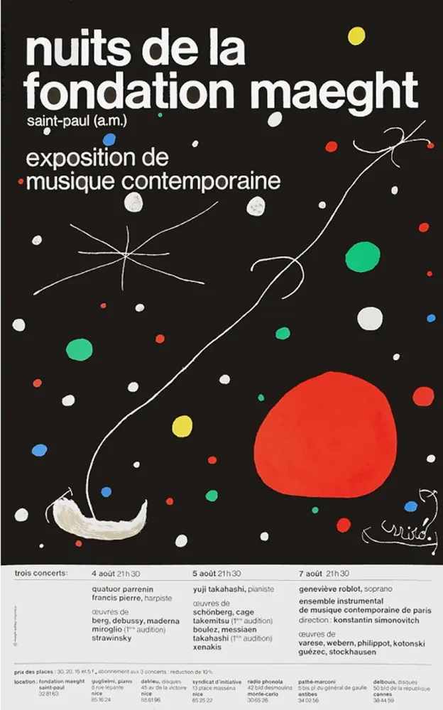 Cartaz Miró - LES NUITS DE LA FONDATION MAEGHT (1967). Affiche originale