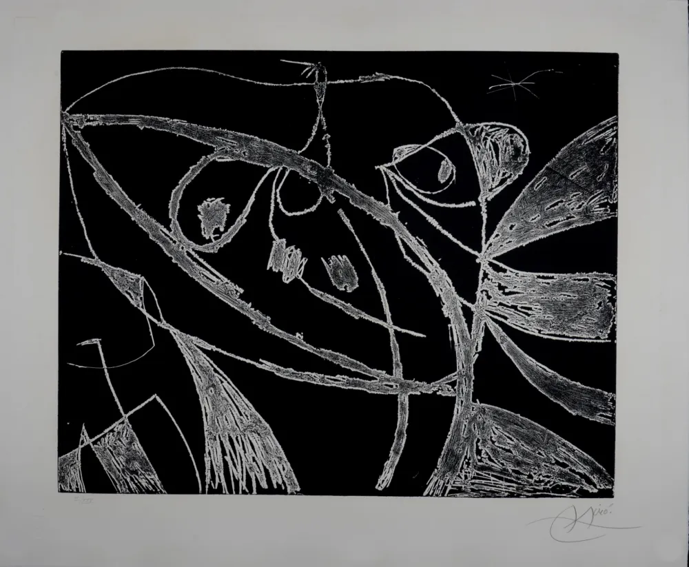 Gravura Miró - Mallorca - Negro y blanco IX, 1973 - Hand-signed