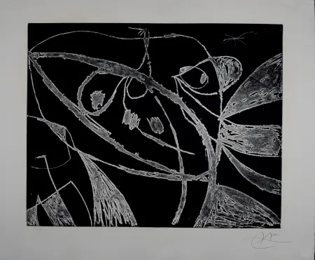 Gravura Miró - Mallorca - Negro y blanco IX, 1973 - Hand-signed