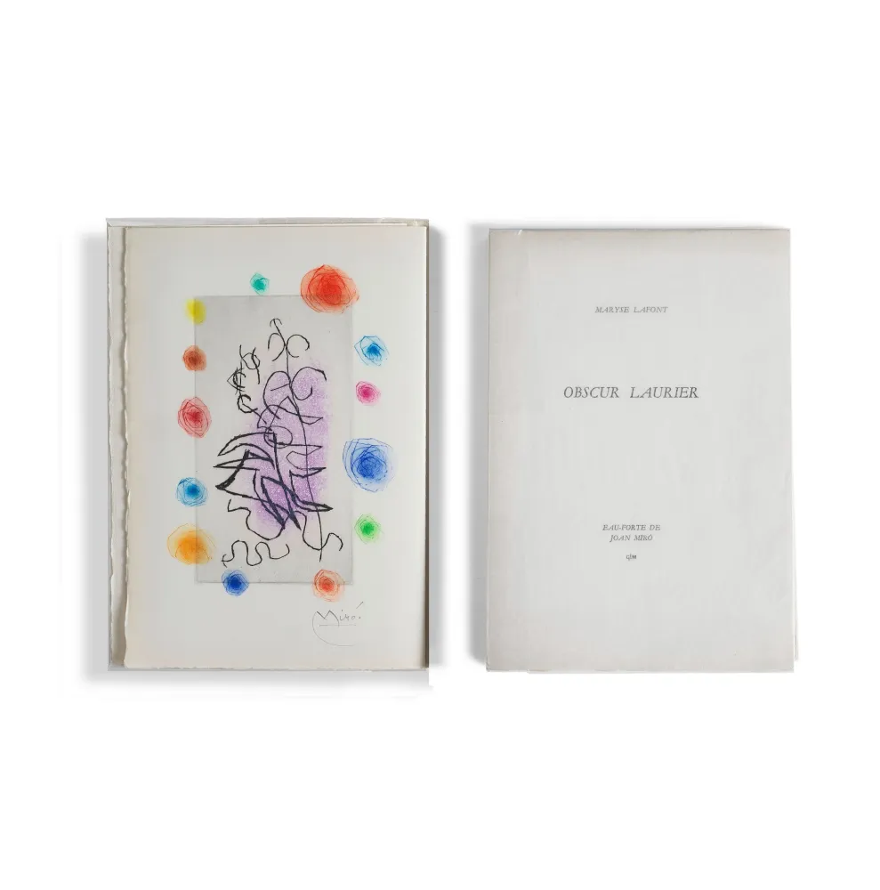 Livro Ilustrado Miró - Maryse Lafont. OBSCUR LAURIER. 1 eau-forte signée de Joan Miró (GLM 1962)