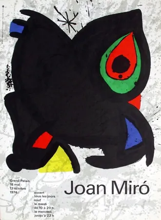 Cartaz Miró - MIRO GRAND PALAIS 1974. Affiche originale en lithographie.