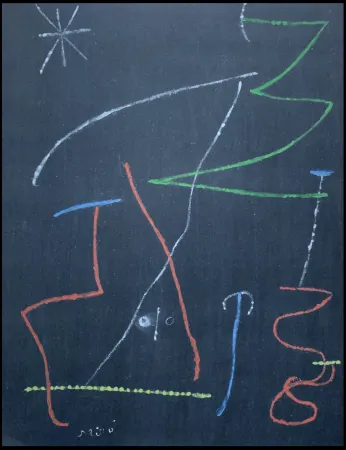 Estêncil Miró - Oiseau dans la nuit 