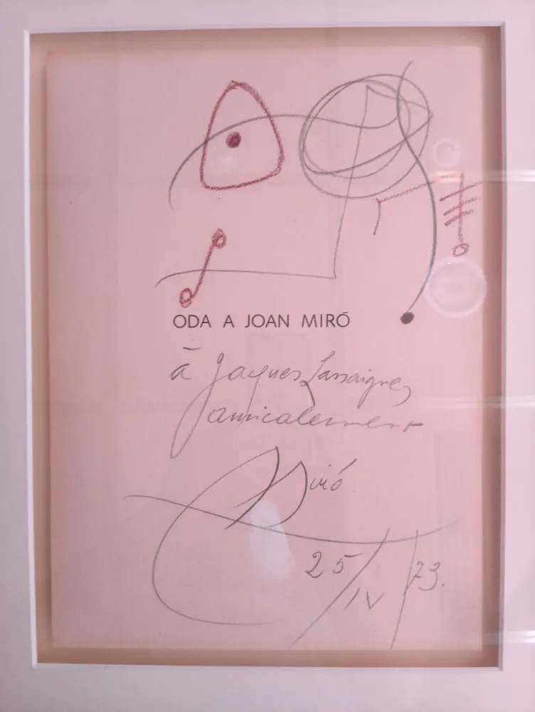 Sem Técnica Miró - Original drawing dedicated to Jacques Lassaigne (with COA)
