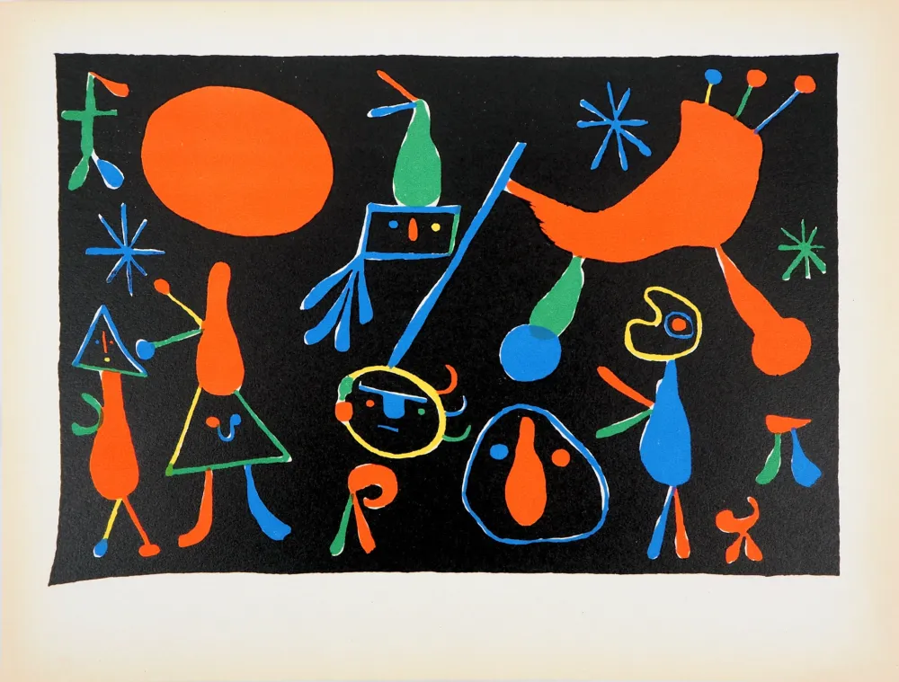 Estêncil Miró - Personnages dans les étoiles