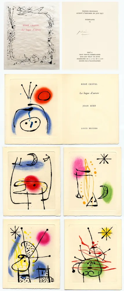 Livro Ilustrado Miró - René Crevel. LA BAGUE D'AURORE. 6 eaux-fortes originales de Miró (1957).