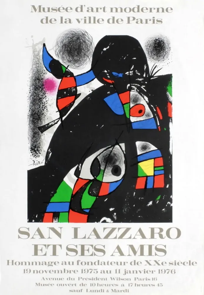 Cartaz Miró - SAN LAZZARO ET SES AMIS. Hommage. Affiche originale .1975.