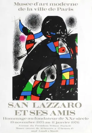 Cartaz Miró - SAN LAZZARO ET SES AMIS. Hommage. Affiche originale .1975.