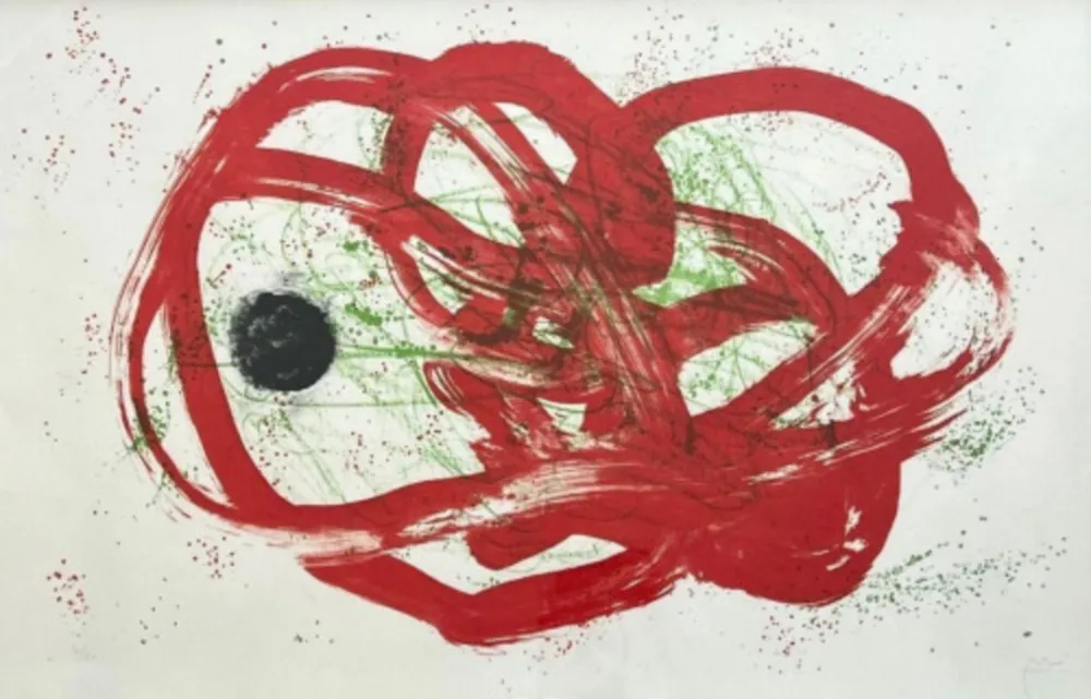 Litografia Miró - Series I, vert sur rouge