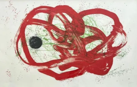 Litografia Miró - Series I, vert sur rouge