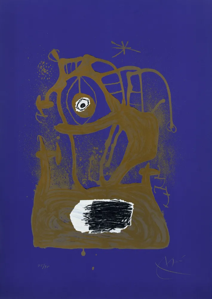 Litografia Miró - Tempête indigo (La) 