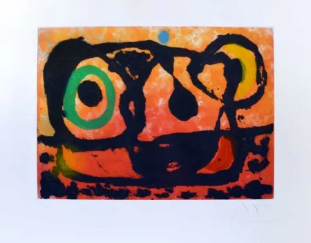 Gravura Miró - Tête au soleil couchant