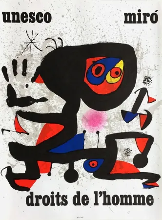 Cartaz Miró - UNESCO - DROITS DE L'HOMME -MIRO. Affiche originale de 1974.