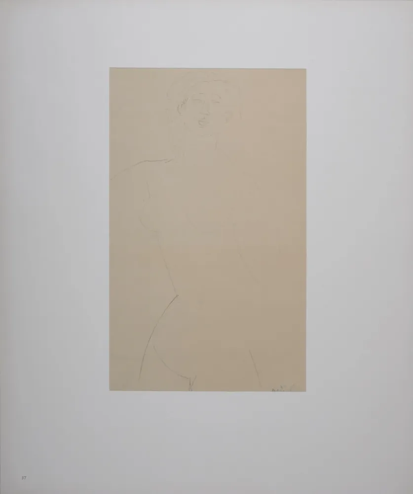 Litografia Modigliani - Femme nue aux cheveux bouclés