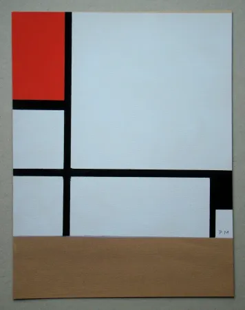 Estêncil Mondrian - Compositie met rood