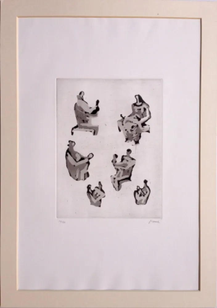 Água-Tinta Moore - 6 mother and child studies