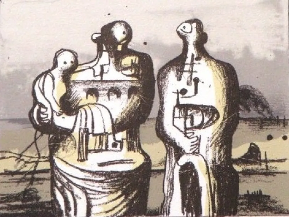 Litografia Moore - Group in industrial landscape C. 418